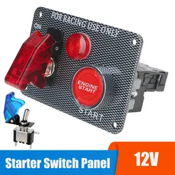 12V Racing Car Start Stop Button Engine Ignition Kit Light Toggle Switch Panel Carbon Fiber Automotive ATV Accessories For Boat