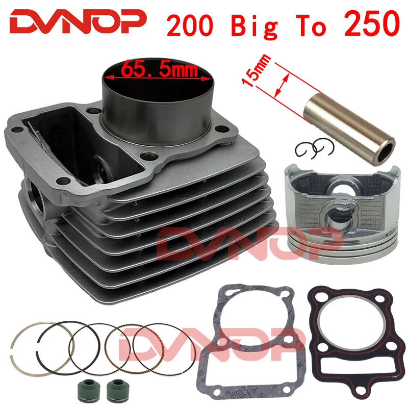 65.5mm Big Bore Motorcycle Cylinder Kit For For CG196 CG200 ZJ200 CG ZJ 200 big to 250