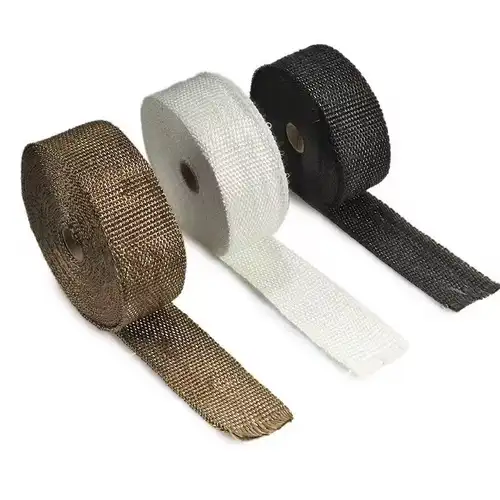 10M Roll Fiberglass Heat Shield Motorcycle Exhaust Thermal Tape Header Pipe Heat Wrap Tape Thermal Protection with Stainless Tie - Image 3