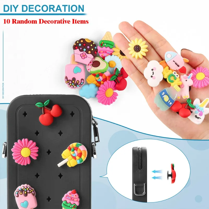 Multifunction Portable Silicone Crossbody Bag Waterproof Zipper Travel Phone Bag Solid Color Color Storage Organizer for Phone view 2