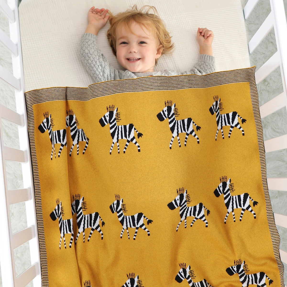 

Детское плотное вязаное жаккардовое стеганое одеяло, чехол для кондиционера, детское одеяло для автокресла для мальчиков и девочек, вязаное одеяло для малышей