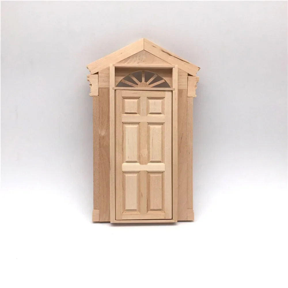 1/12 Poppenhuis Miniatuur Accessoires Mini Houten Zon Deur Simulatie 6 rooster Deur Model Speelgoed voor Poppenhuis Decoratie