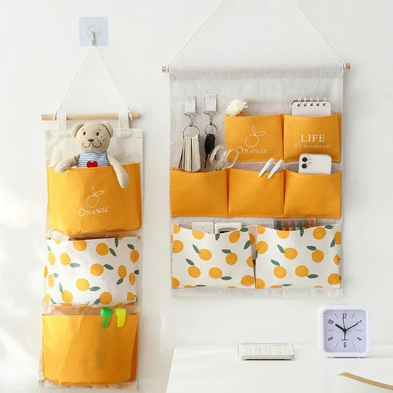 

3/7 Pockets Cotton Wall Mounted Storage Bag Home Room Sundries Clothes Hanging Bag Holder Closet Door Cosmetic Toys Organizer