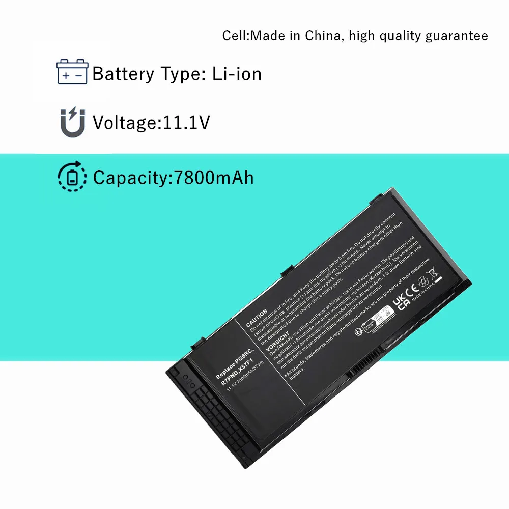 PG6RC FV993 Laptop Battery For Dell Precision M4600 M4700 M4800 M6600 M6700 M6800 FJJ4W T3NT1 N71FM R7PND OTN1K5 - Image 3