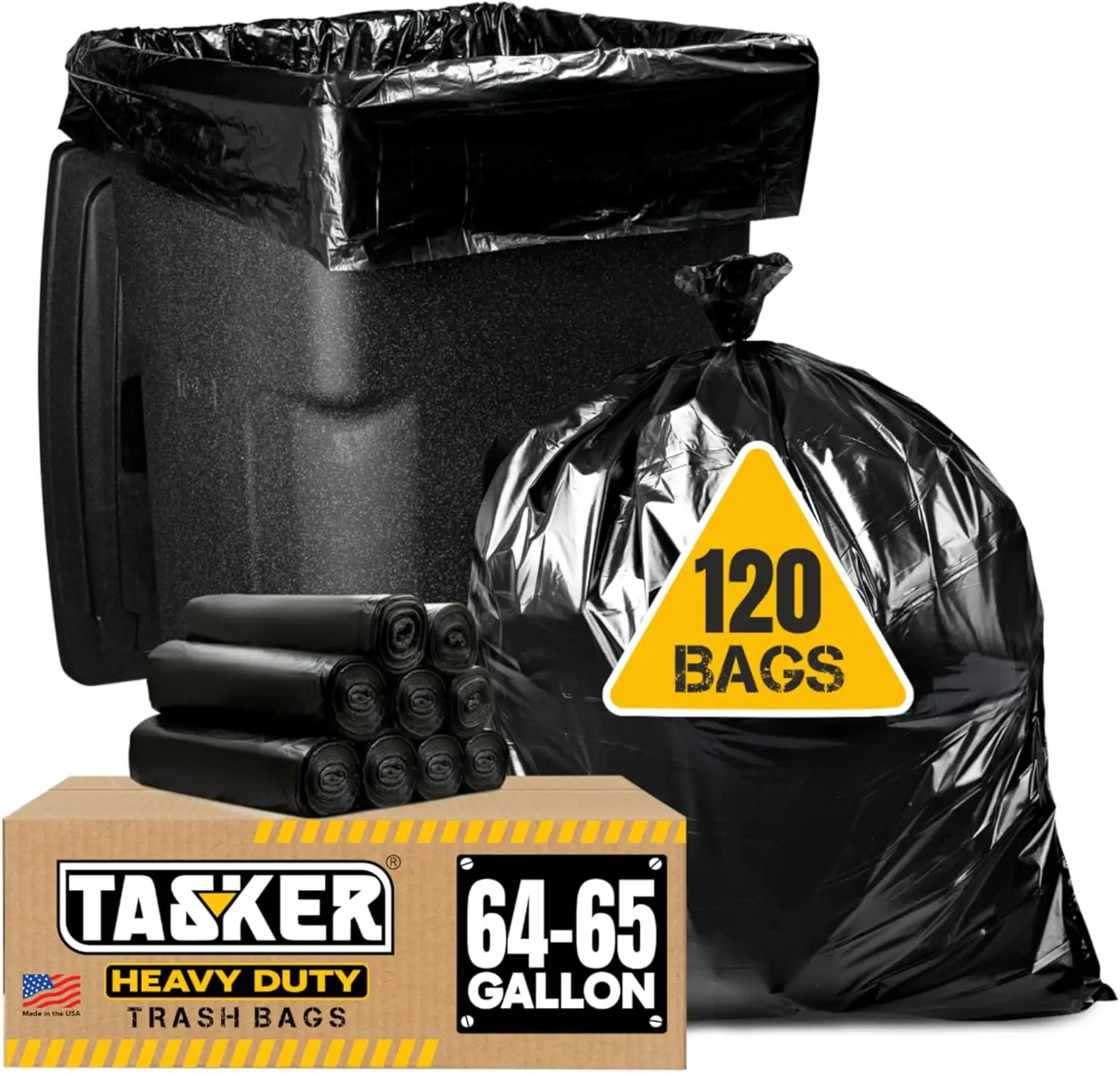 

65 Gallon Heavy Duty Trash Bags, 120 Count Extra Large Garbage Can Liners for Toter and Standard Cans