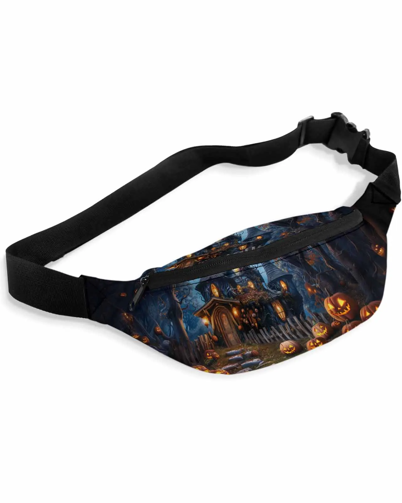 Riñonera impermeable con diseño de Castillo de Halloween para hombre y mujer, bolsa de cintura con diseño de calabaza, estilo Retro, ideal para llevar a la cadera