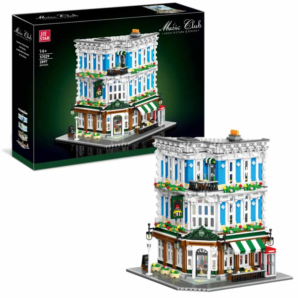 Creatieve IDEEËN 2897PCS Muziekclub Bouwstenen Street view Europese architectuur Model Baksteen Speelgoed kinderen DIY Volwassen Puzzel Geschenken