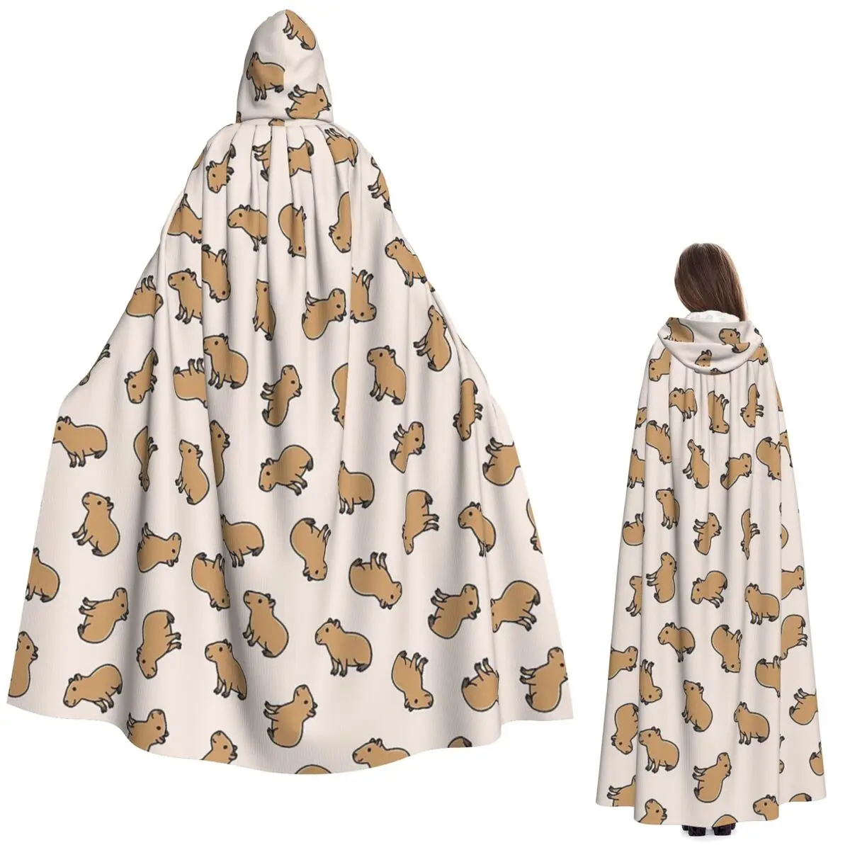 

Длинный плащ капибары с капюшоном, средневековый костюм ведьмы, накидка для косплея, пальто на Хэллоуин для взрослых, унисекс