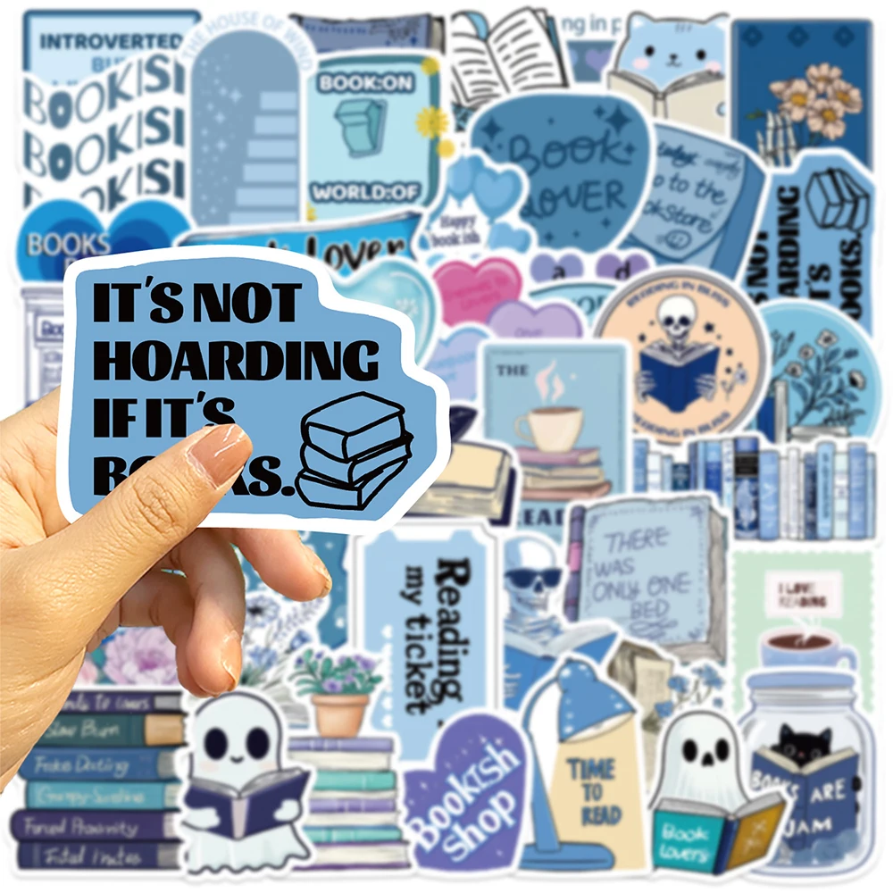 10/30/50 قطعة مضحك الكرتون الأزرق Bookish القراءة ملصقات الشارات DIY بها بنفسك محمول دفتر الثلاجة الهاتف لاصقة تزيين الاطفال اللعب #3