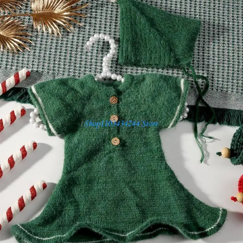 Crochet Newborn Santa Clause Outfit Breathable Romper Dress with Hat Essential for Baby Holiday Photography Props