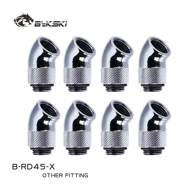 

Bykski B-RD45-X 8/6/4 шт. G1/4 ''резьба 45-градусный поворотный фитинг-адаптер вращающийся на 45 градусов адаптеры для водяного охлаждения белый серебристый