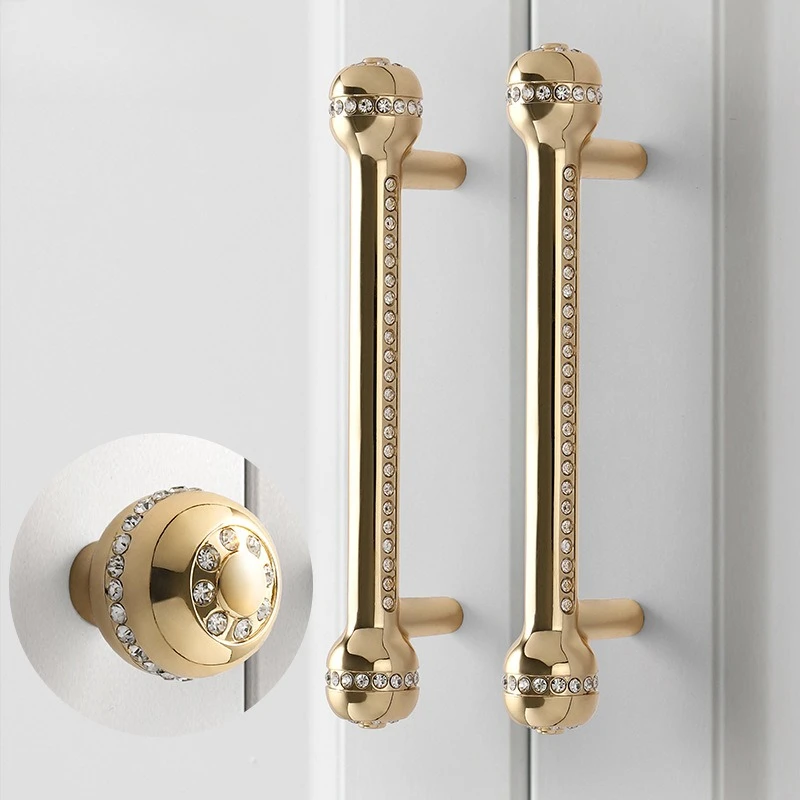 Nordic Cabinet Door Handles, Luxury Inlaid Crystal Diamond Cabinet Handles, Drawer and Shoe Cabinet Knobs, Furniture Hardware