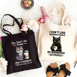 Animal Joke Graphic Tote Bag borsa per la spesa da donna borsa a tracolla in tela riutilizzabile estetica per gatti elegante borsa a tracolla per studenti