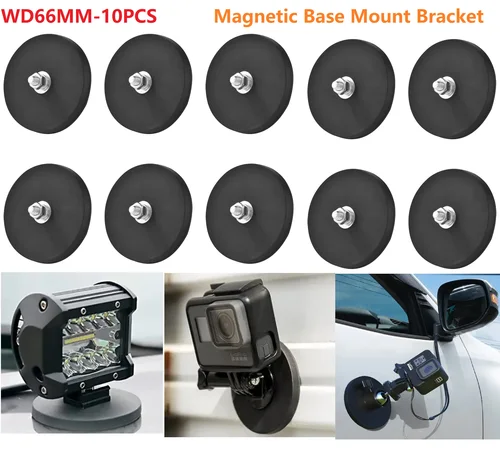 Imagen 2 del producto WD66 M8 1/2/5/10 imanes recubiertos de goma, base magnética de neodimio con pernos y tuercas roscados, base de montaje con revestimiento de caucho negro