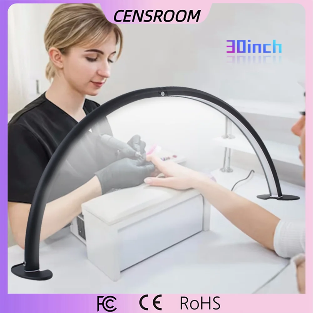 

30inch Half Moon Light for Nail Desk 76cm 48W High Light Arch Photography Filling Crescent Desktop Manicure Craft Work Lamp