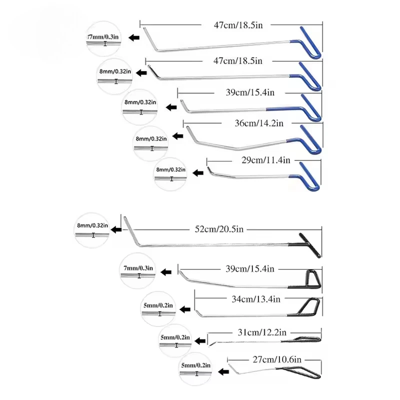 

Professional Paintless Dent Repair Removal Tools Set, Car Repair Hook Rods Kit for Car Body Hail Damage Door Dent Repair Kit