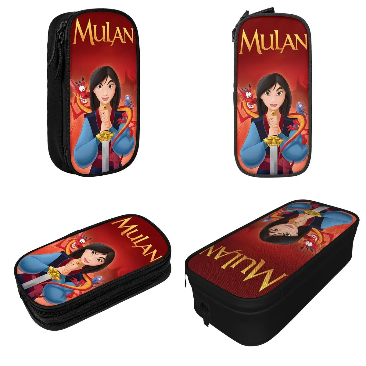 Mulan Princess Beaty Cartoon Pencil Cases Fun Cute Mushu Pen Box Bags Student Big Capacity School Supplies Cosmetic Pencil Box