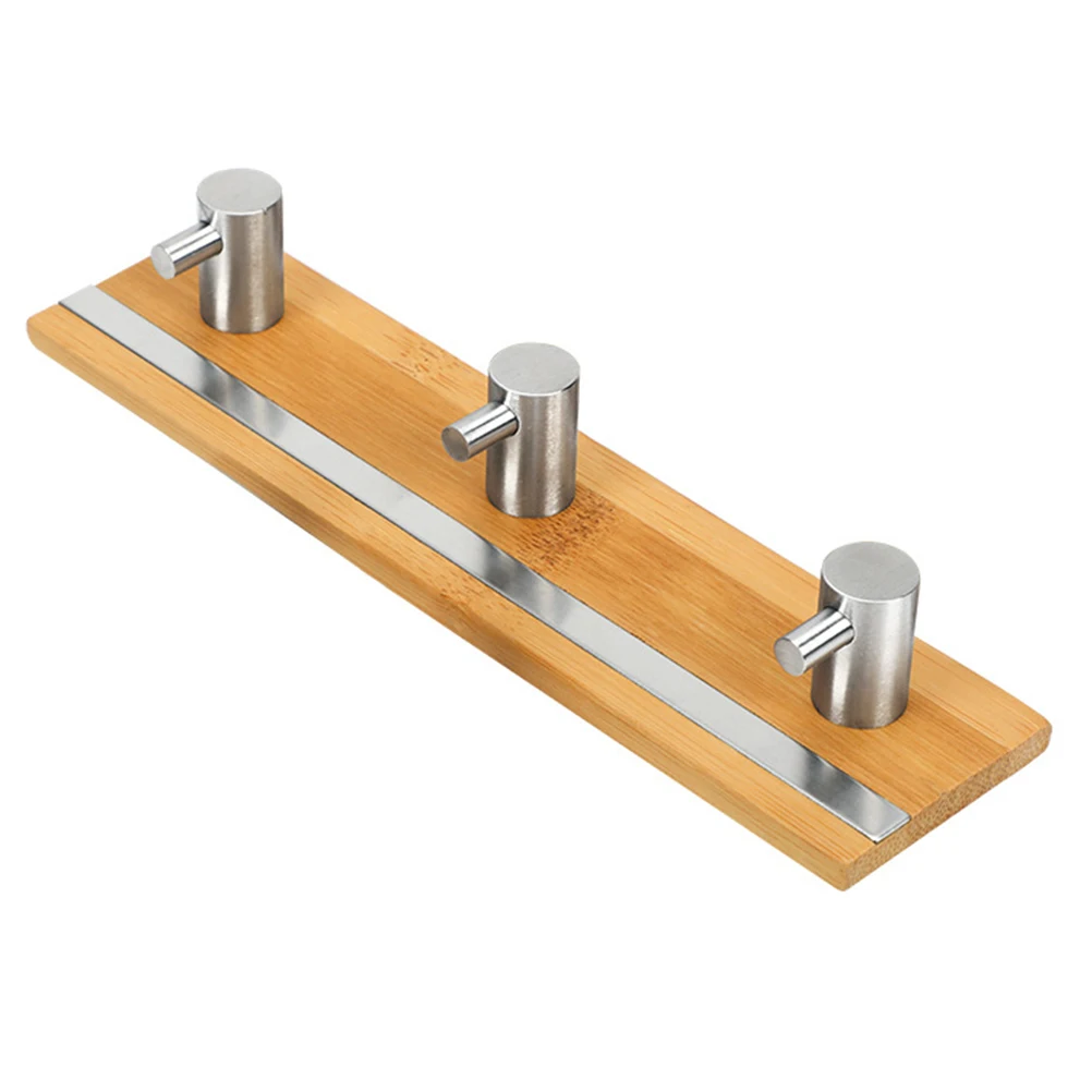 

1pc Stainless Steel Bamboo Wall Hooks Heavy Duty No Punching Needed Decorative Space Saving Organizer Hanging for Indoor