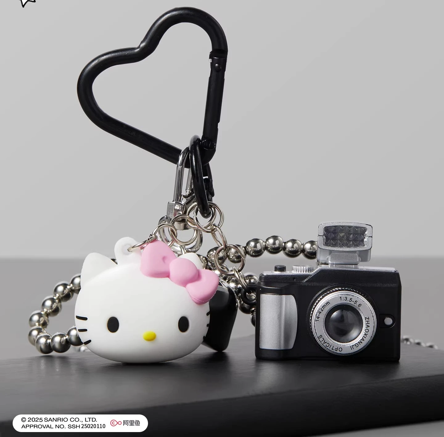 

Minimalist Hello Kitty Night Light Keychain, LED Glow Charm for Bag in Dark, Black White Safety Light for Keys, Cute