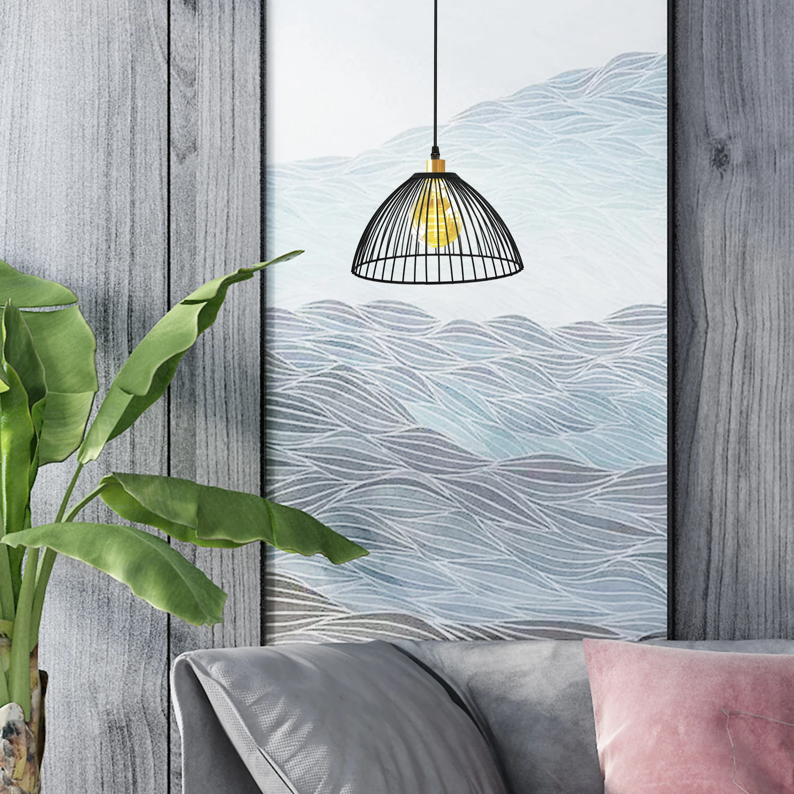 

Vintage Metal Cage Lamp Shade Industrial Hollow Light Cover For Ceiling Desk Lamps Home Decor Living Room Bedroom Study Black