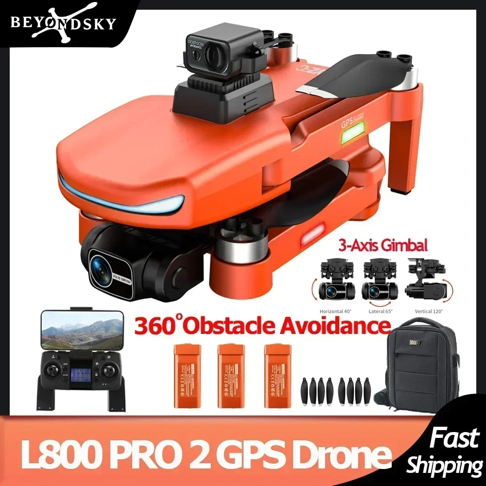 L800 PRO 2 GPS Drone 4K Camera 3-Axis Obstacle Avoidance FPV PRO Quadcopter 5G Wifi RC Helicopter HD Camera Drone VS KF102MAX