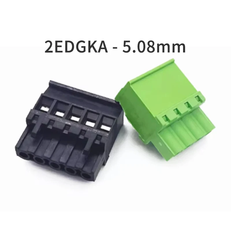 

(10 Pcs) 2EDGKA - 5.08mm Black-Green PCB Plug-in Terminal Block KF2EDGKA Straight Bend Pin Male Female Plug Block 2P 3P 4P~12P