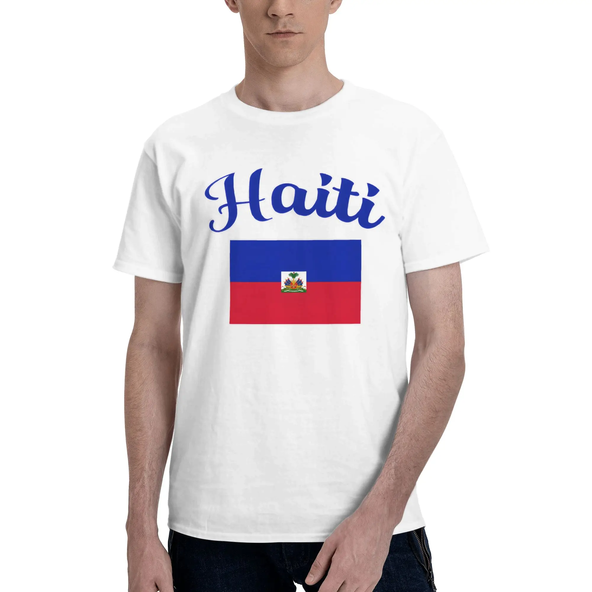 New Arrival Haiti Flag T Shirt for Men Women  Cotton Tee Shirt Short Sleeve Clothing