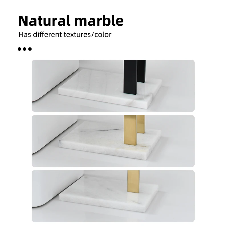 Ciencia Stainless Steel Free Standing Towel Holder with Marble Base Bathroom Countertop Towel Rack with Single Rod Double Rods