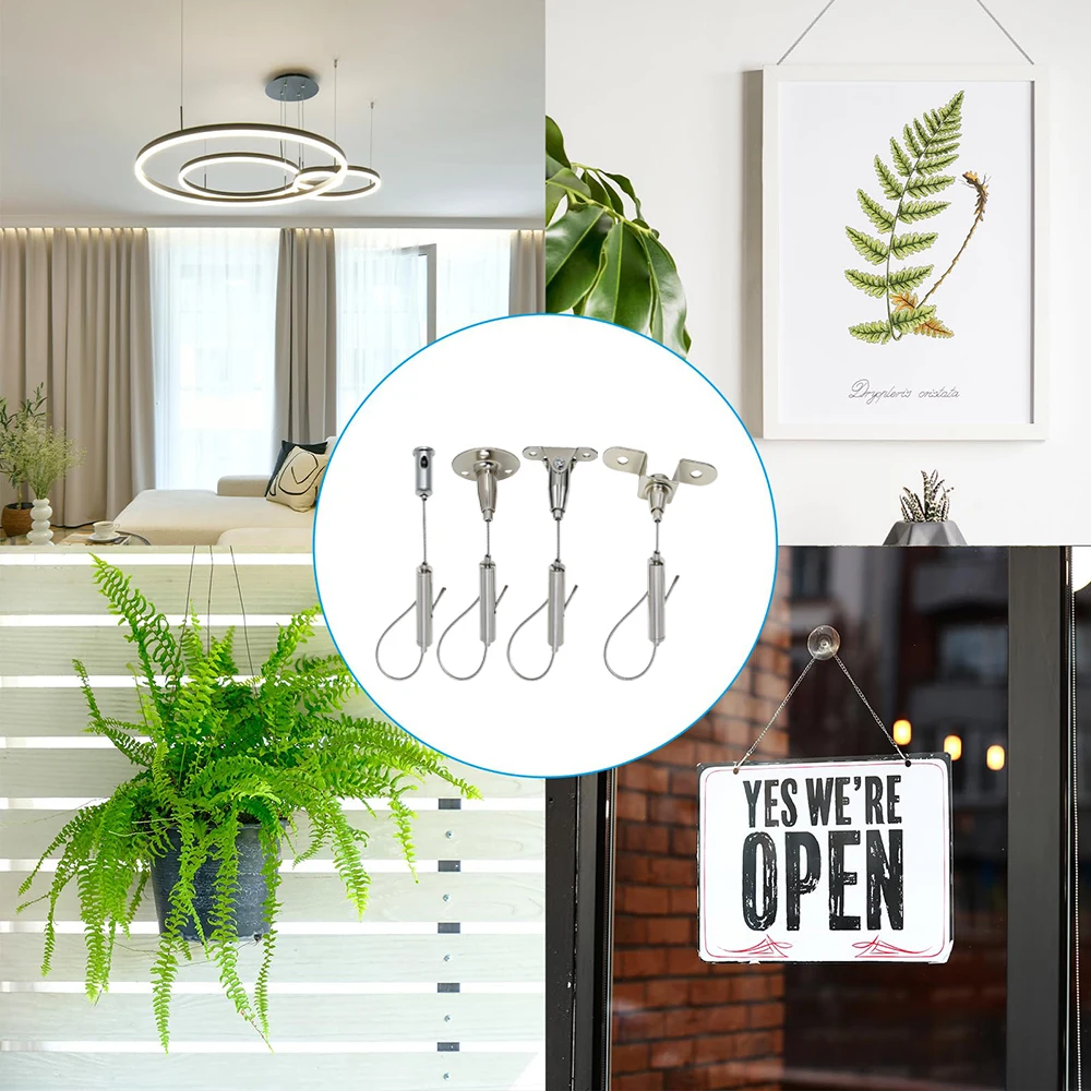 Picture 7: 1.5mm stainless steel suspension cable, adjustable cable, ceiling suspension with metal hook, load-bearing capacity up to 30kg