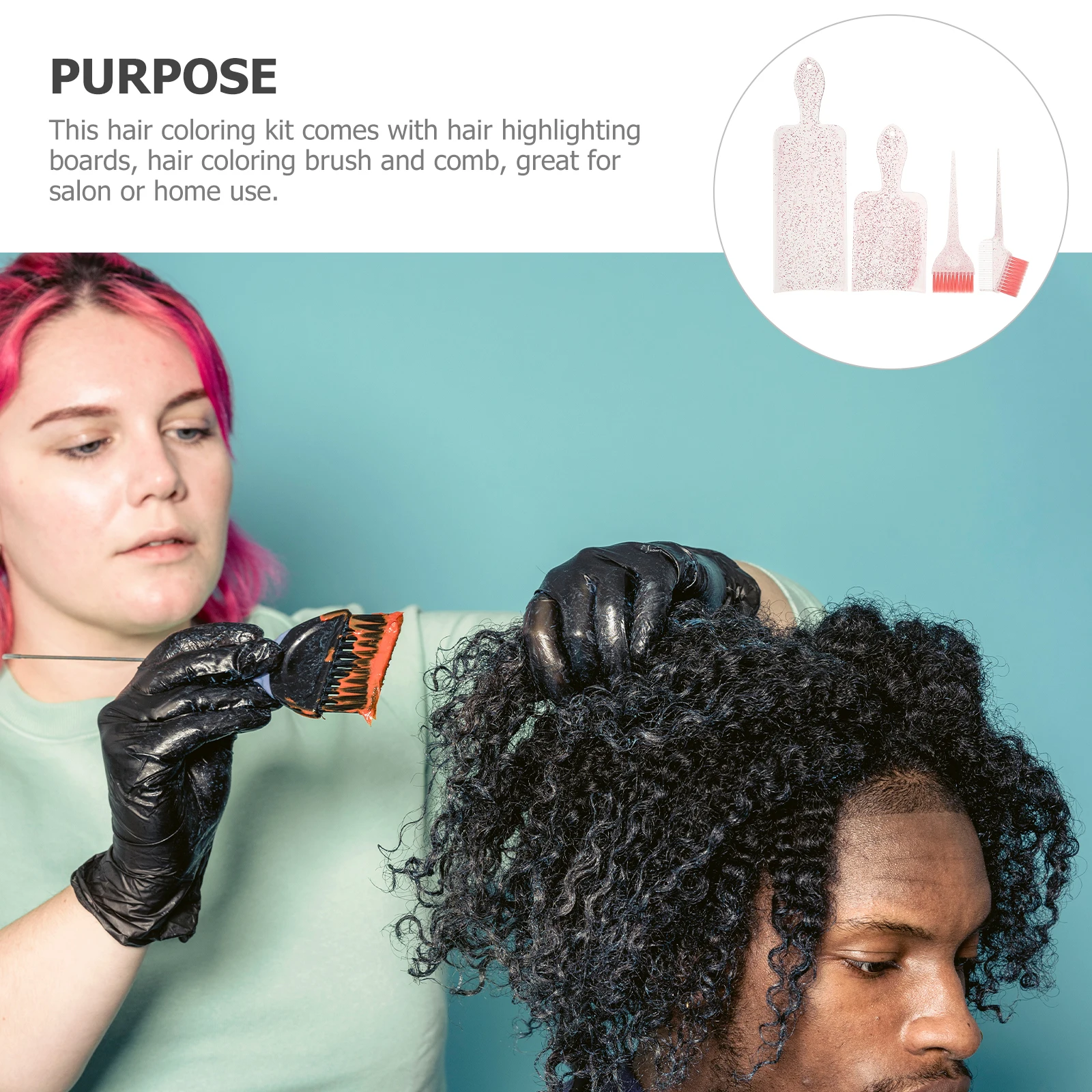 

1 set 1 Set Hair Coloring Kit Highlighting Boards Dye Brush Comb Reusable Foiling Paddle Tools For Salon Home Use Styling Supply