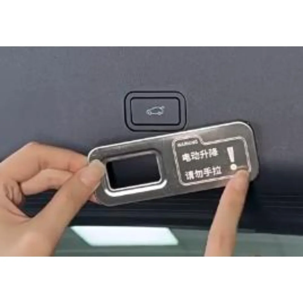 For Xpeng Gx Trunk Switch Warning Sticker Electric Tailgate Reminder Stainless Steel Patch Brand New Silver Black 1pc