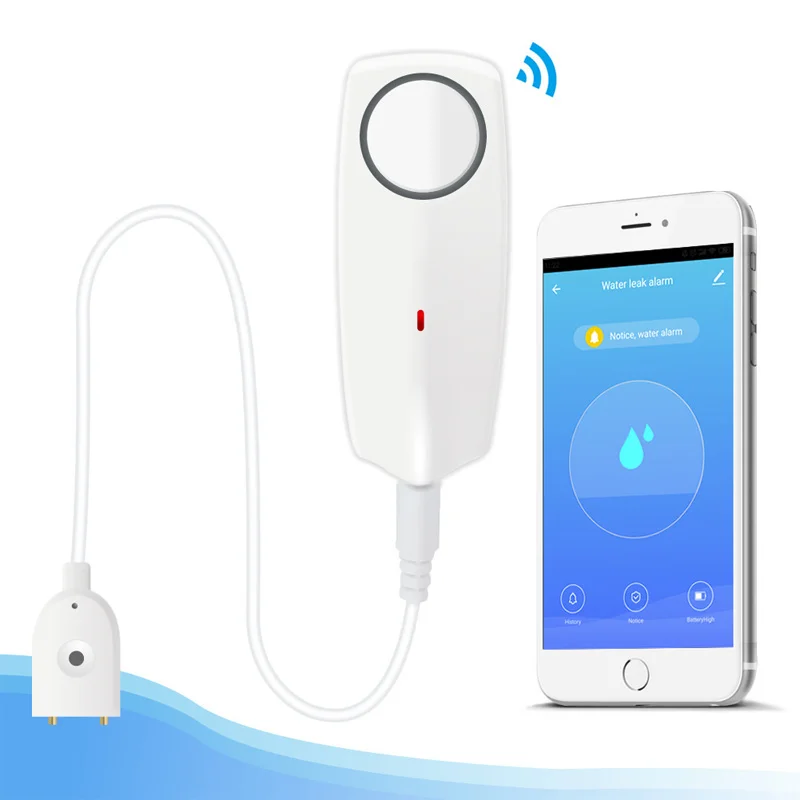 Tuya Intelligent Wifi Water Immersion Sensor Household Overflow Detection Wireless Remote Push Water Leakage Alarm Rechargeable