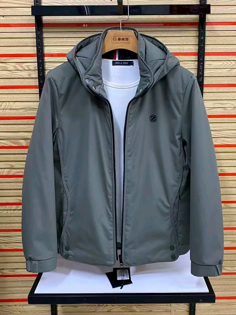 

Высококачественная мужская куртка с капюшоном на осень-зиму: повседневная, универсальная, теплая, приталенная, с длинными рукавами, на молнии