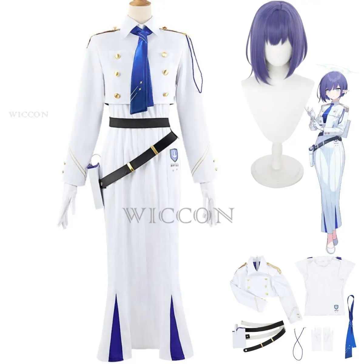 

Anime Game Blue Archive Oki Aoi Cosplay Costume Project MX Wig School Uniform Dress Full Set Woman Sexy Masquerade Ball Suit