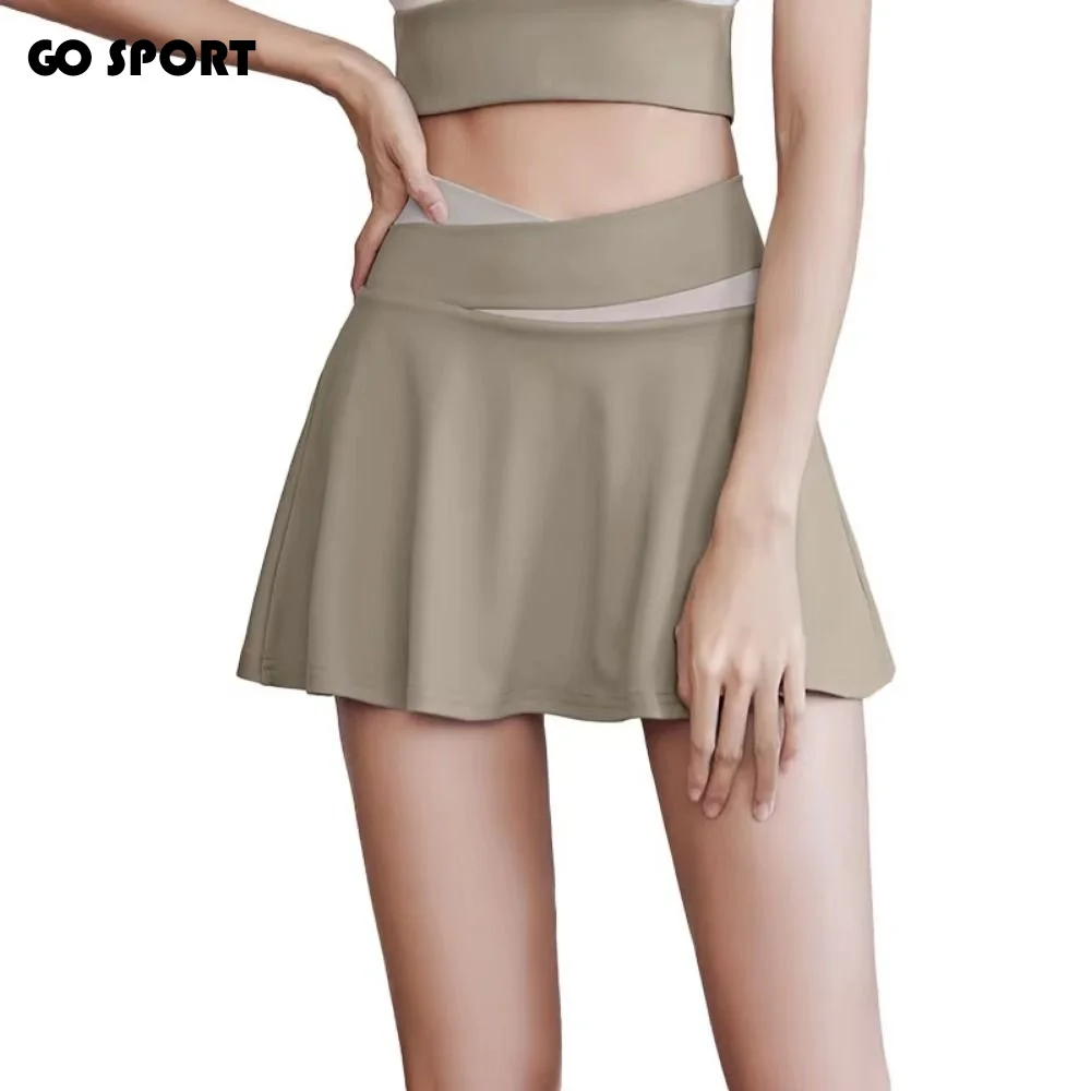 

Женская теннисная юбка с перекрестной талией, мягкая, эластичная, легкая, дышащая, со встроенными шортами, для спорта, гольфа, фитнеса