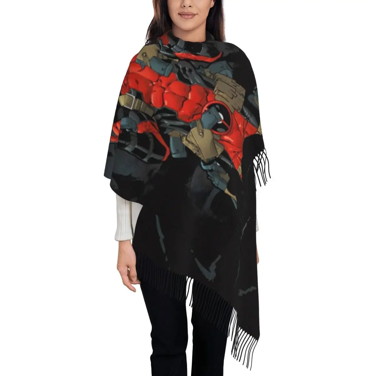

Custom Female Large Deadpool Movie Scarves Women Winter Soft Warm Tassel Shawl Wraps Scarf