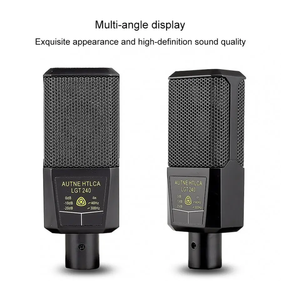 LGT240 Professional Condenser  Microphone Mic Large Diaphragm Square Computer Mobile Phone K Song Live Streaming Microphone