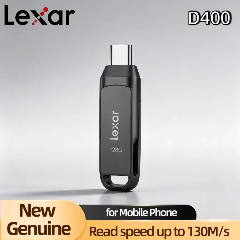 Unidad Flash USB 3.2 Lexar D400 JumpDrive de Doble Conexión Tipo-C y Tipo-A con Carcasa Metálica para Expansión de Almacenamiento en PC y iPhone 15