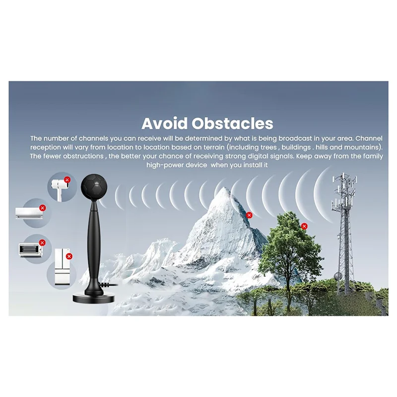 【Superdeals】هوائي تلفزيون عالي الدقة 4K/1080P محسّن، متعدد الاتجاهات، يتضمن مكبر الصوت، داخلي/خارجي، يمتد 120 أميالًا