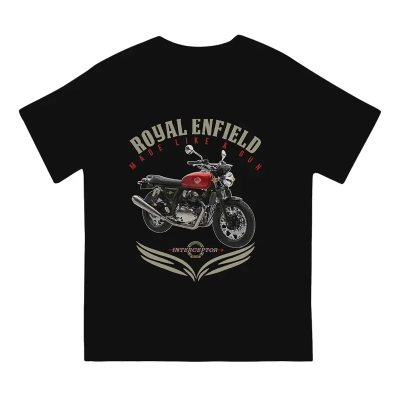 Royal Enfields Interceptor Designs By Fashion Therapy T-Shirts for Men One of British Retro Motorcycles 100% Cotton T Shirt