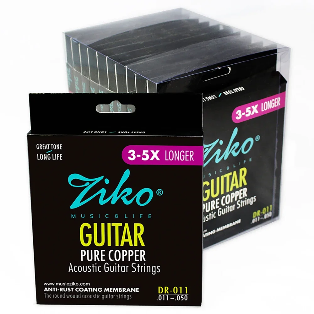 ZIKO DR-011 Acoustic Guitar Strings Hexagon Alloy Wire Pure Copper Wound Anti-Rust Coating Acoustic Guitar Strings Accessories