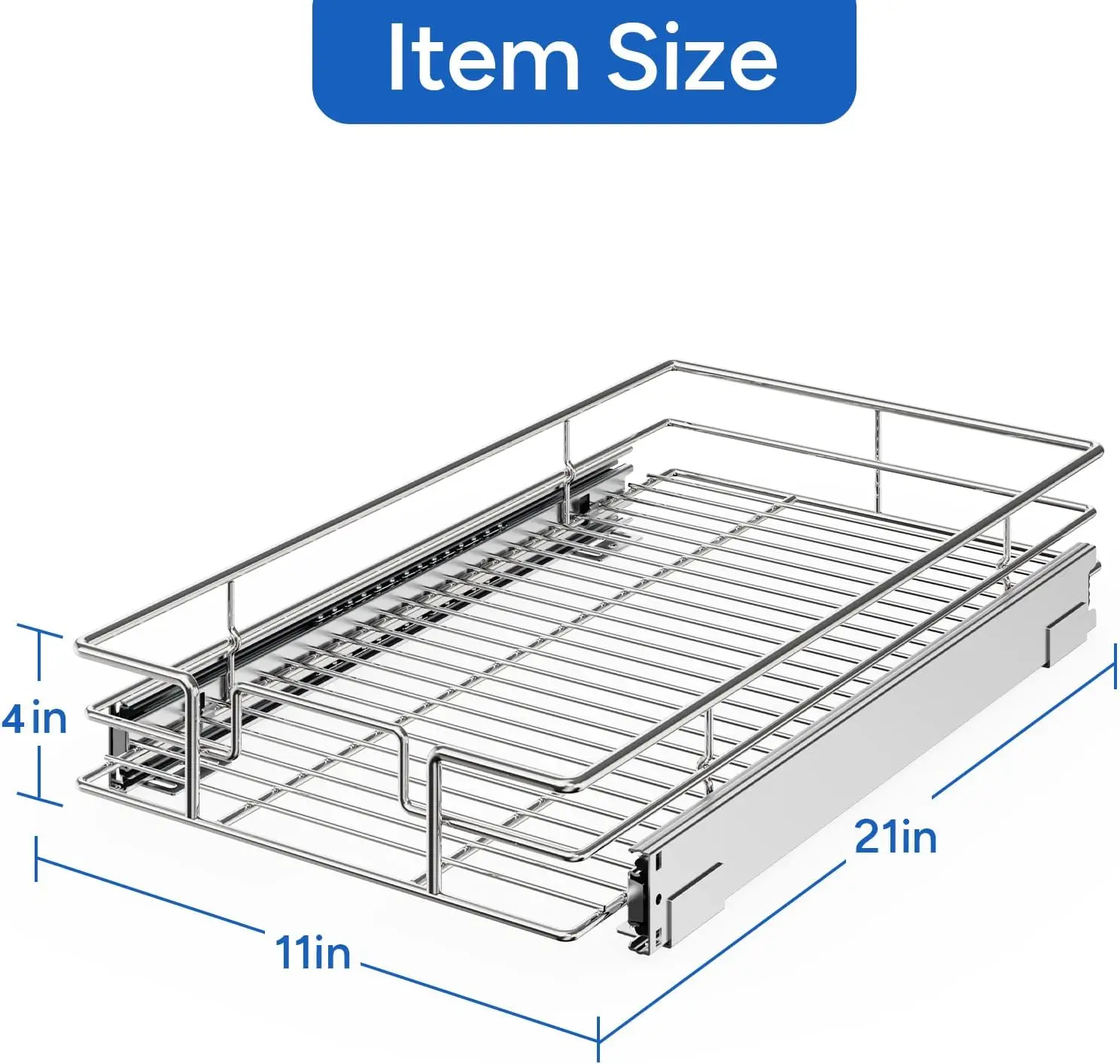 

Roomtec Pull Out Cabinet Organizer, Cabinet Pull Out Shelves 11"" W X 21"" D, Heavy Duty Cabinet Drawers Slide Out Kitchen