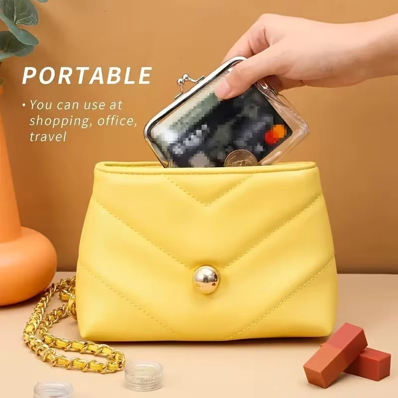 Transparent PVC Coin Purse, Key Pouch, Storage Bag, Clip, Cosmetic Bag, Gift Tote Bag, Plastic Coin Wallet Set