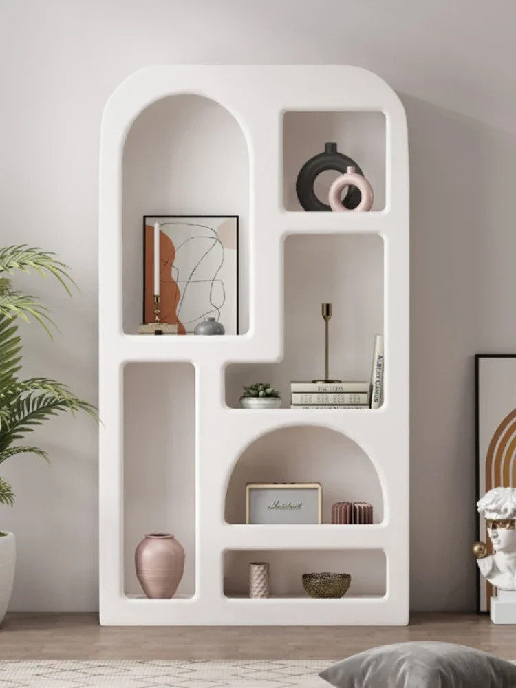 White cave cabinet display cabinet, product display and decoration cabinet, Nordic minimalist living room, arched storage