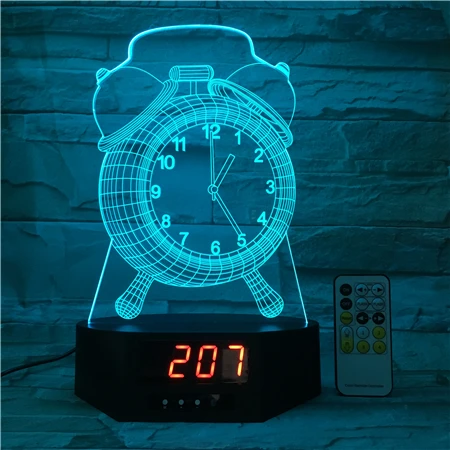 Smart Home Decoration  Clock Design Night light 7 Colors Clock Base 3D Lamp