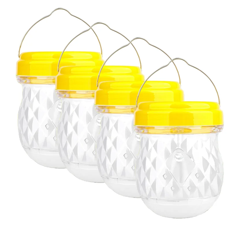 4PCS Wasp Trap Outdoor Hanging, Solar Wasp Repellent Carpenter Bee for Outside, Reusable Traps Wasp