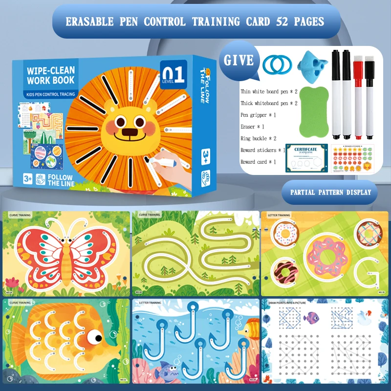 Ensemble de jouets de dessin magique Montessori pour enfants, contrôle du stylo, formation, forme de couleur, jeu de Match de mathématiques, jouets éducatifs d'apprentissage pour tout-petits