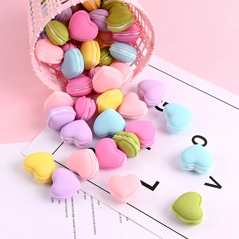 

12Pcs Kawaii Resin 3D Macaroon Miniature Heart Cabochon Art Supply DIY Craft Decoration Homemade Gift Phone Deco