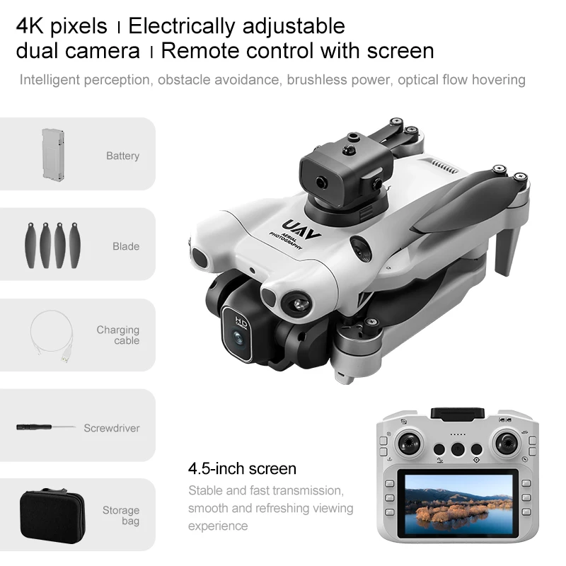 NEW P6 PRO RC Drone 8K HD Dual Cameras WiFi 4.5-inch screen 20mins Flight Aerial Photography Quadcopter Remote Control UAV Toys image 3