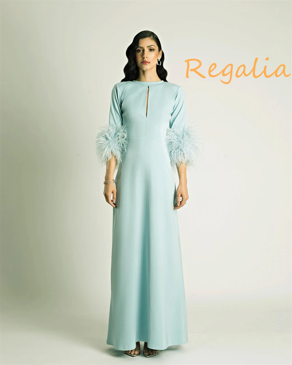 Robes de soirée en Jersey personnalisées, col rond, manches 3/4, robes de soirée formelles, à la mode, pour occasions spéciales